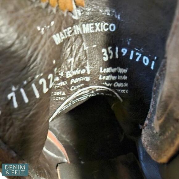 Liberty Black Vintage Canela Studded Leather Boots Brown Distressed Booties - Picture 13 of 16